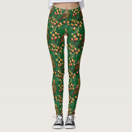 Legging Uma Perdiz Em Um Estêncil Estilo Árvore de Pera
