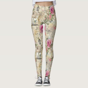 Legging Uma Série de Design de Efêmeras Francesas 1