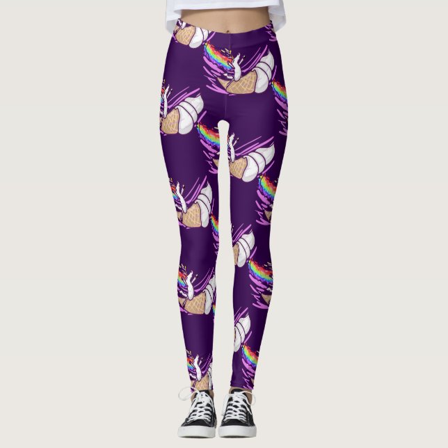 Legging Unicorn Rainbow Riding Ice Cream Cone (Frente)