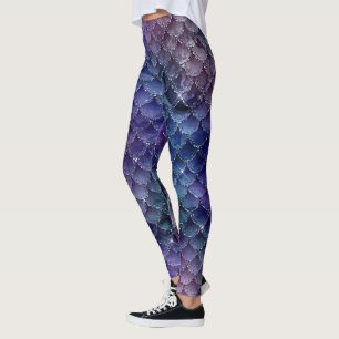 Legging unicórnio aquático verde azul brilhante da sereia 