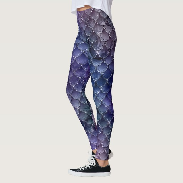 Legging unicórnio aquático verde azul brilhante da sereia  (Esquerda)