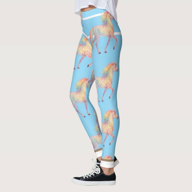 Legging Unicórnio Arco-Íris Mágico Personalizado  (Esquerda)