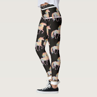 Legging Unicórnio Arco-íris Mágico  Personalizado preto