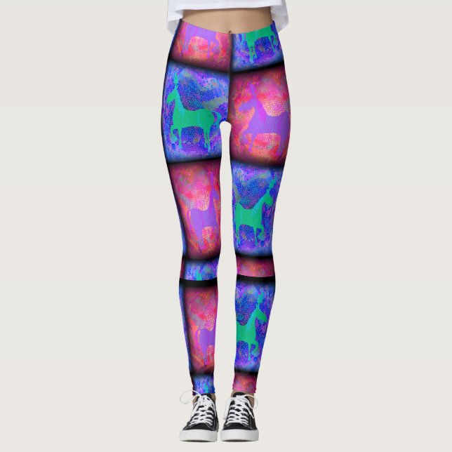 Legging Unicórnio Azul e Rosa Verifica Padrão de Arte Epic (Frente)