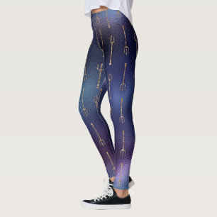 Legging unicórnio de tridente azul brilhante da sereia leg