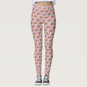 Legging Unicórnio e Arco-íris com Nuvens Kawaii