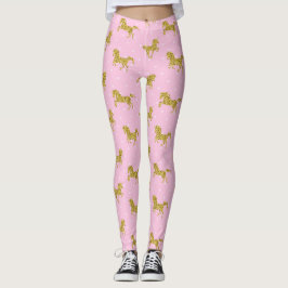 Legging Unicórnio Glitter Rosa e Dourado