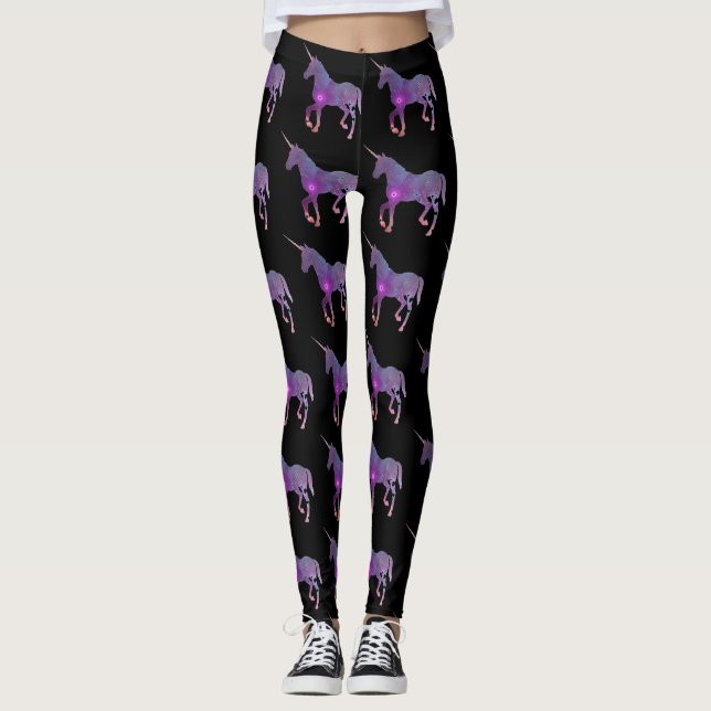 LEGGING UNICÓRNIO ROXO E PRETO (Frente)