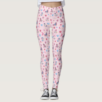 Legging Unicórnios coloridos, lua rosa, corações em rosa c