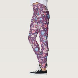 Legging Unicórnios Cute em Aquarela