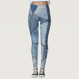 Legging Urbano Denim: Design de Patchwork com Distúrbios