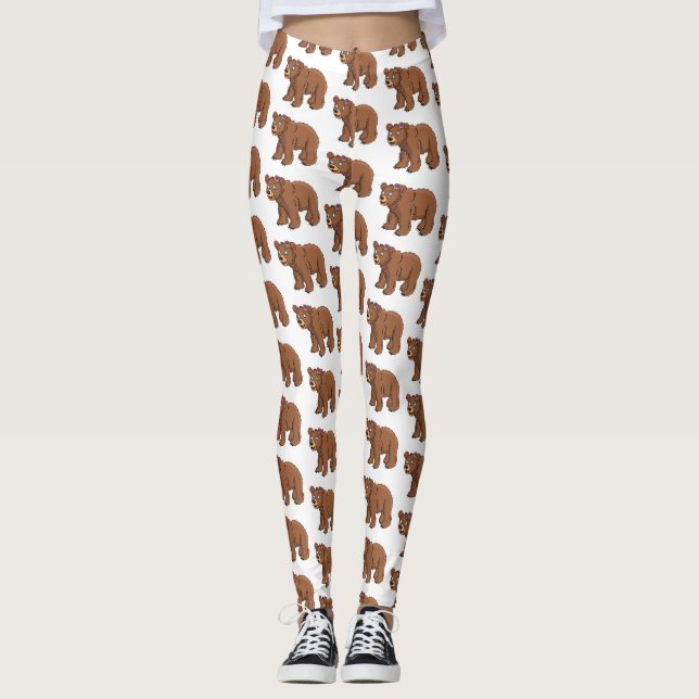 Legging Urso bonito com ilustração de desenho animado de f (Frente)