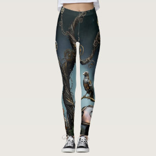 Legging Urso de Goma Mecânico Vitoriano Relógio Corvo