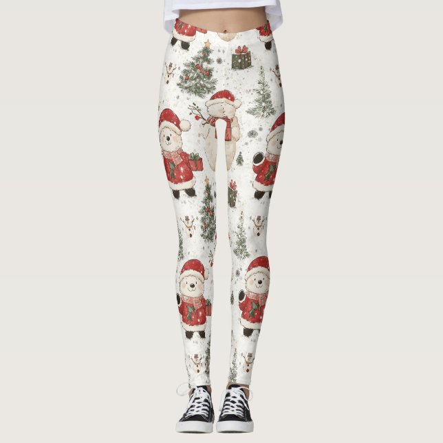 Legging Urso de Natal padrão do Papai Noel (1) (Frente)