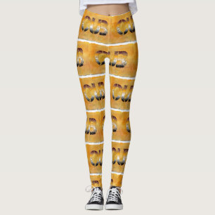 Legging Urso de SlipperyJoe com palavras douradas castanha