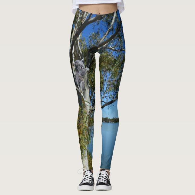 Legging Urso Koala Dormindo Em Árvore De Goma, (Frente)