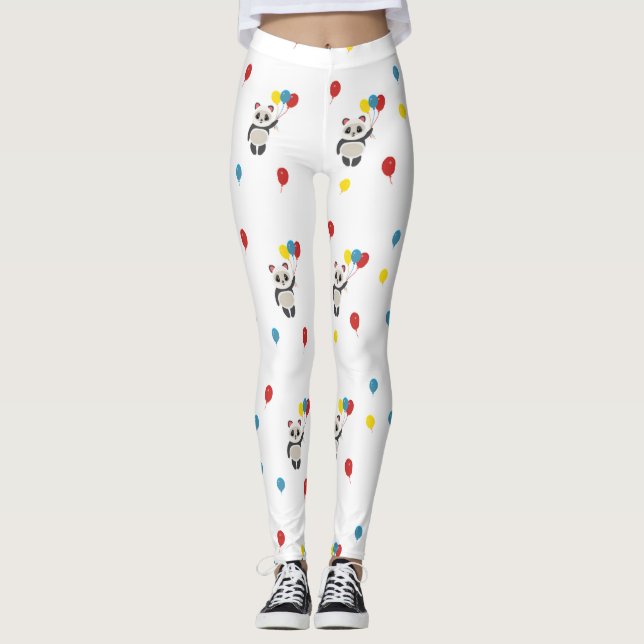 Legging Urso-Panda com balões brancos (Frente)