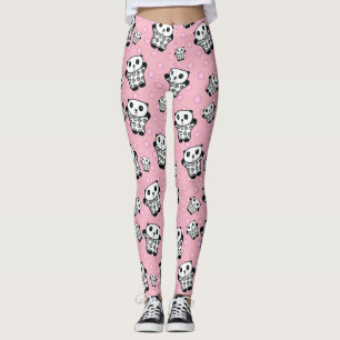 Legging Urso Panda Rosa Pontos Modernos Divertidos