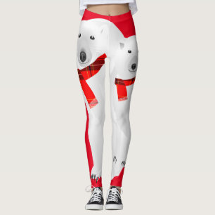Legging Urso Polar e Pernas Xadrezes Vermelhas do Lobo Bra