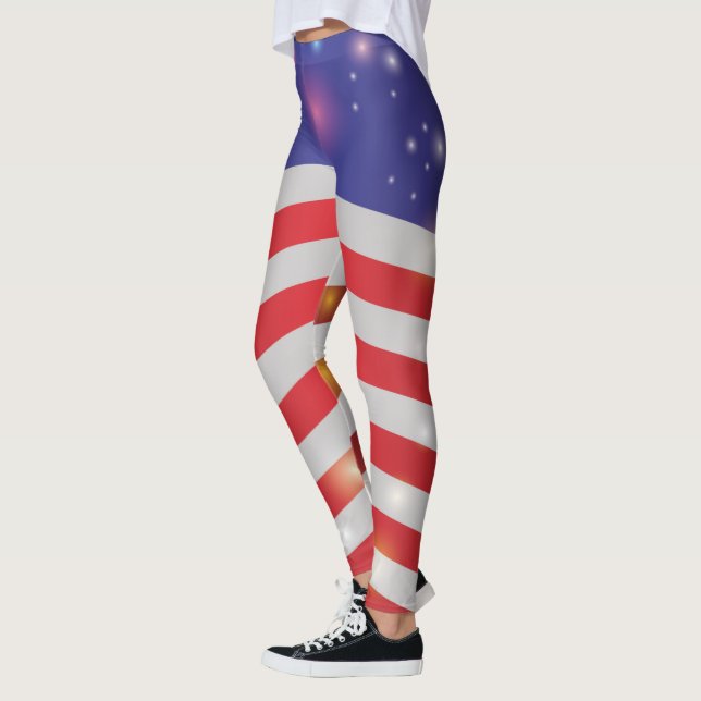 Legging USA Stars & Strips American Flag Light & Firework  (Esquerda)