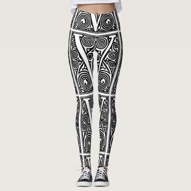 Legging V Para Calças De Yoga Pretas E Brancas Vitórias (Frente)