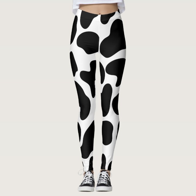 Legging Vaca Preta e Branca Impressão Fazenda Rústica (Frente)