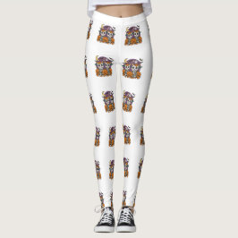 Legging Vacas de Esqueleto Assustadoramente Fofas com Abób