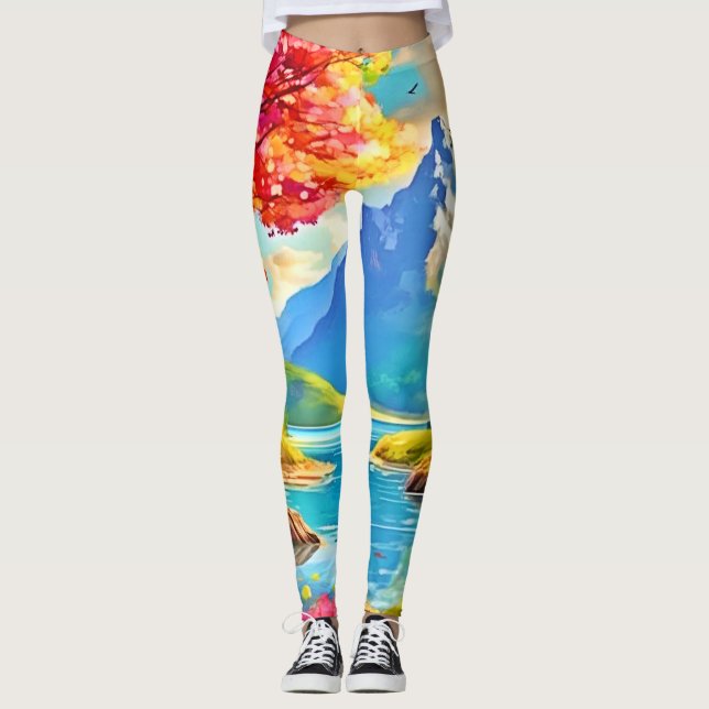 Legging Vale do primavera: Montanha View (Frente)