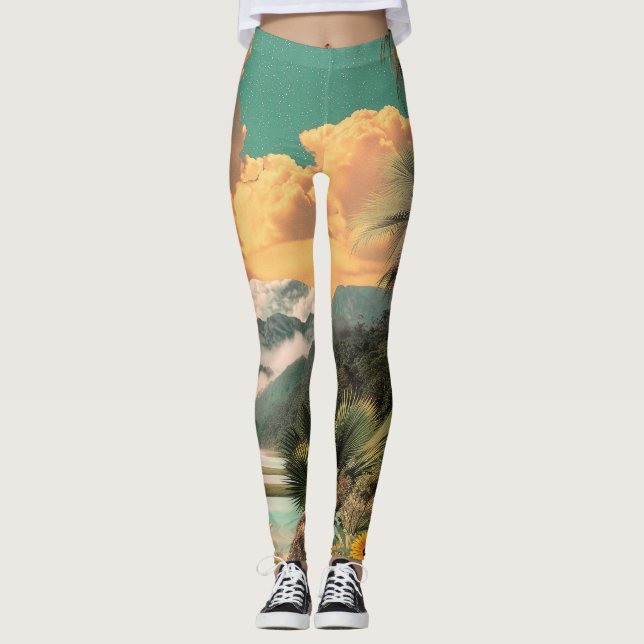 Legging Vale Tropical Surreal com Palmeiras (Frente)