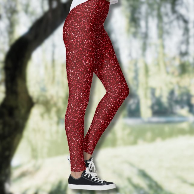 Legging Valentine Clássico Vermelho Glitter Tendência (Criador carregado)