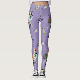 Legging "Vamos Obter Alho Estranho" Funky Halloween Roxo