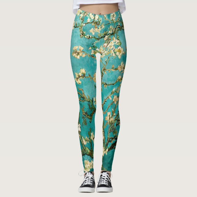 Legging Van Gogh Bright Blue Floral Almond Tree (Frente)
