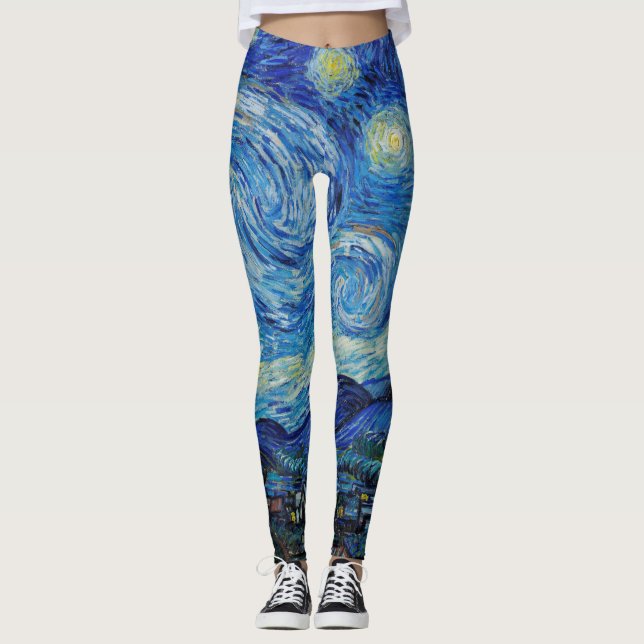 Legging Van Gogh Starry Night. Impressionismo arte de vint (Frente)