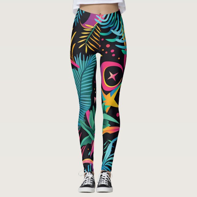Legging Vaporwave Synthwave Lua E Trópicos (Frente)