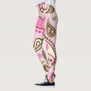 Legging Vaqueira Rosa Marrom Paisley Flores País Texas