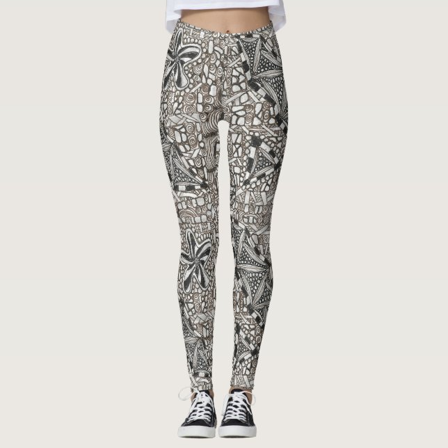 Legging variação de preto e branco (Frente)