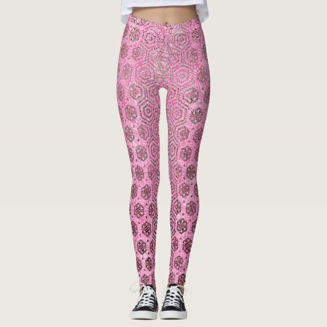 Legging Varrido afastado no rosa (Frente)