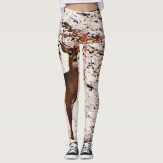 Legging Veado na floresta de neve Camo Camouflage.