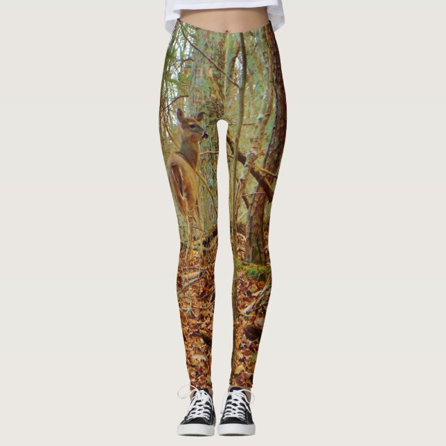 Legging Veado na madeira. Camuflagem Camo estica calças. (Frente)