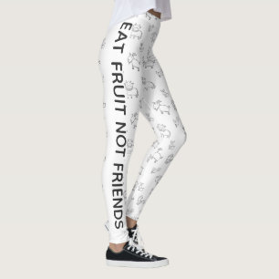 Legging Vegan Coma fruta não é amigo de animais de desen