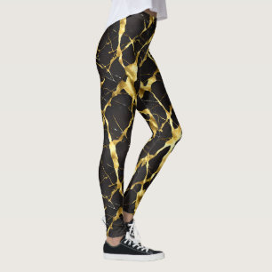 Legging Veias ouros em Pernas de Mármore Pretas - Ricas