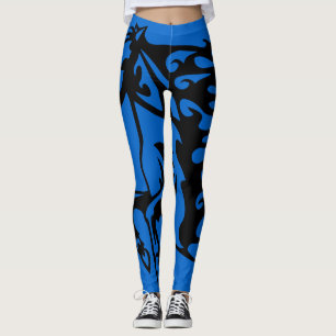 Legging Velocity Blue Pony Horse Stallion Bronco Line Art