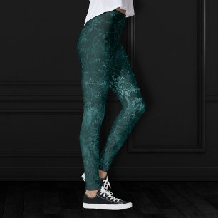 Legging Velvety Teal Damask Verde escuro Barroco