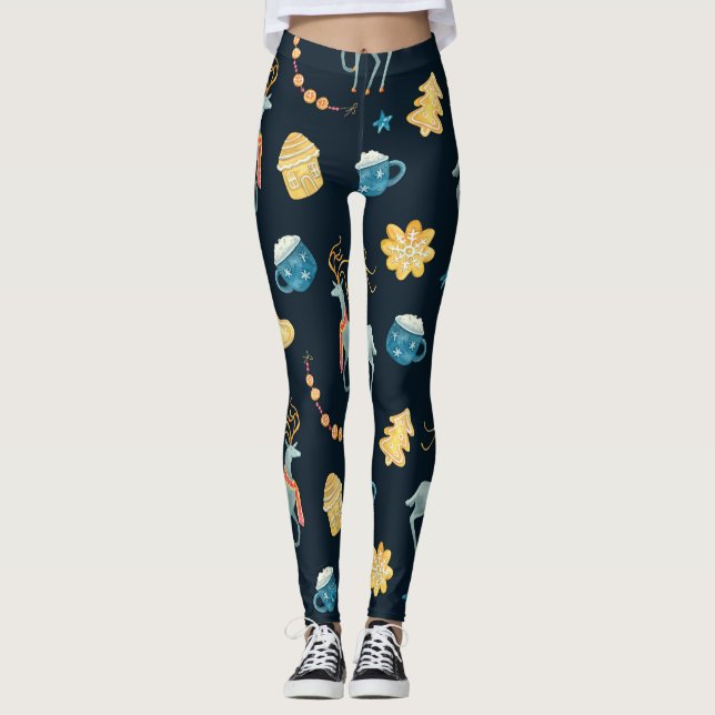 Legging Vendedores de Natal: Padrão Sem Costura (Frente)