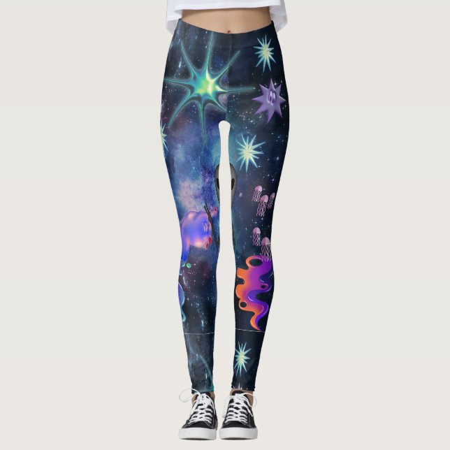 Legging Vento de Verão da galáxia de Mikitiez aquarius (Frente)