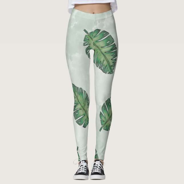 Legging Verão com folha verde (Frente)