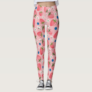 Legging Verão de morango, fundo feminino de desenho animad