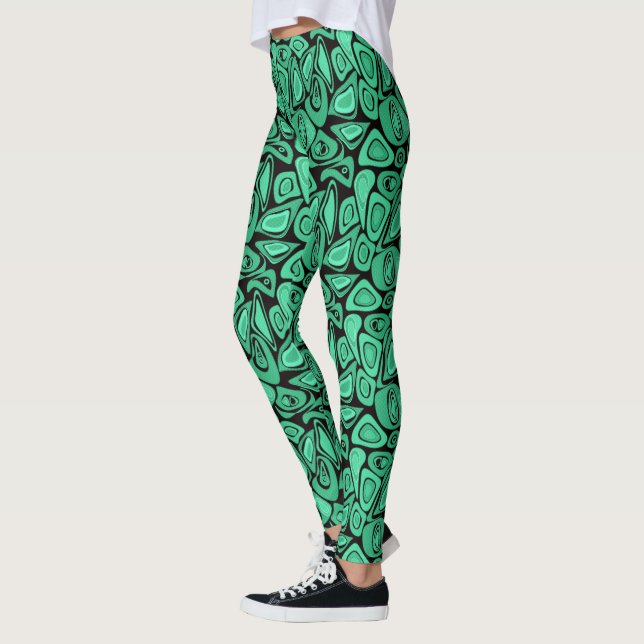 Legging Verde, abstrato, retrô (Esquerda)