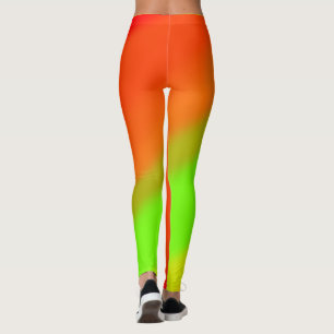 Legging Verde Amarelo Laranja e Ondas Vermelhas