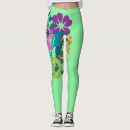 Legging Verde Brilhante e Floral multicolorido brilhante